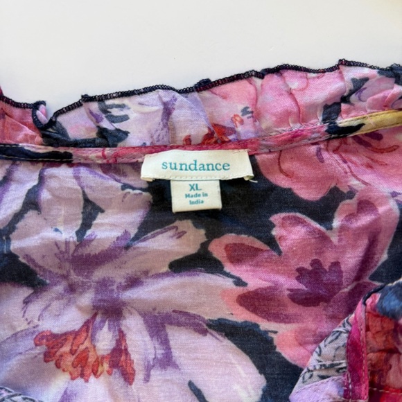 Sundance Dress Womens XL Fields of Beauty Purple Floral Indian Cotton Boho - Picture 3 of 9